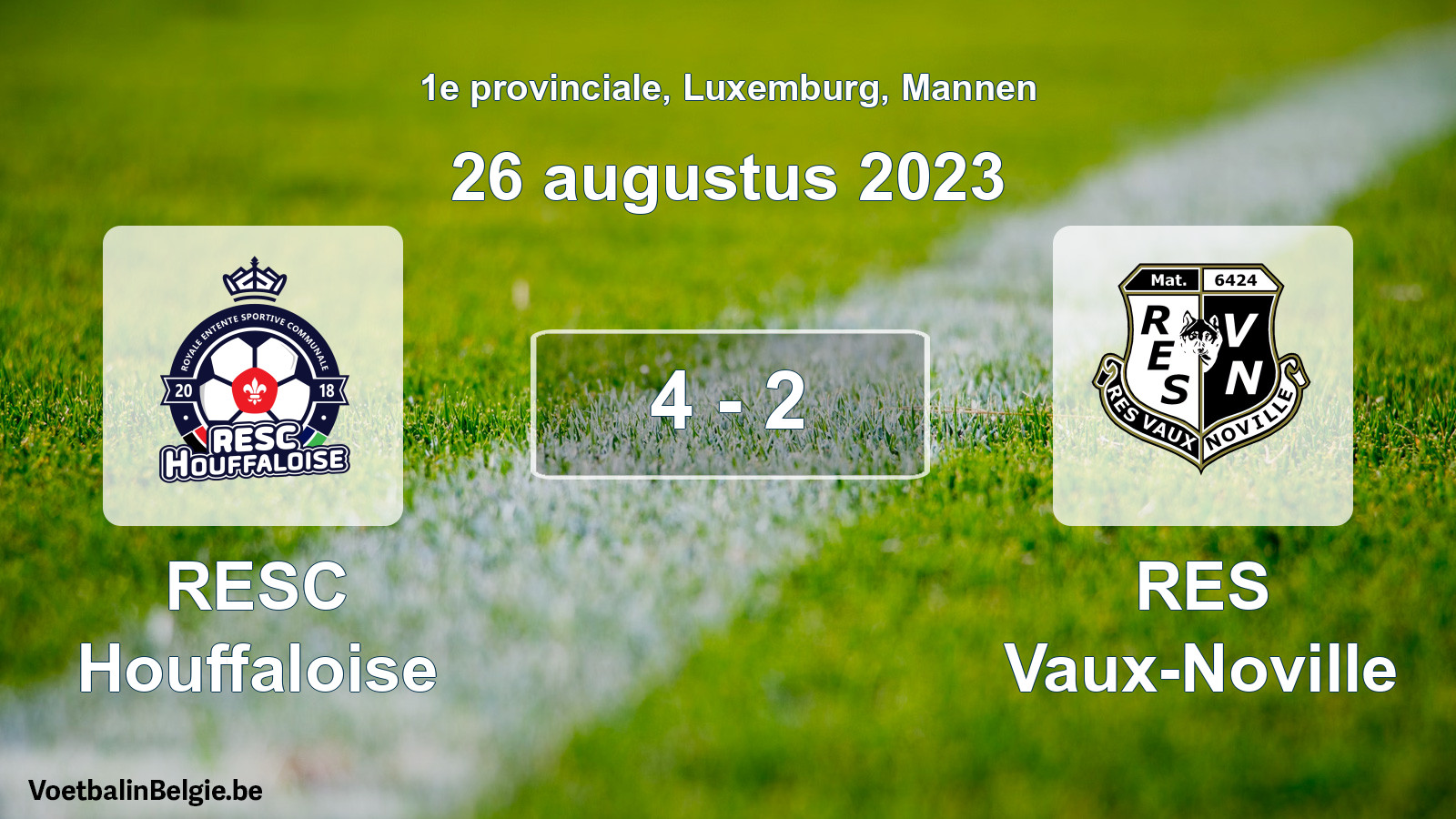 Gespeelde wedstrijd mannenvoetbal: RESC Houffaloise - RES Vaux-Noville 4 - 2 (26 augustus 2023)