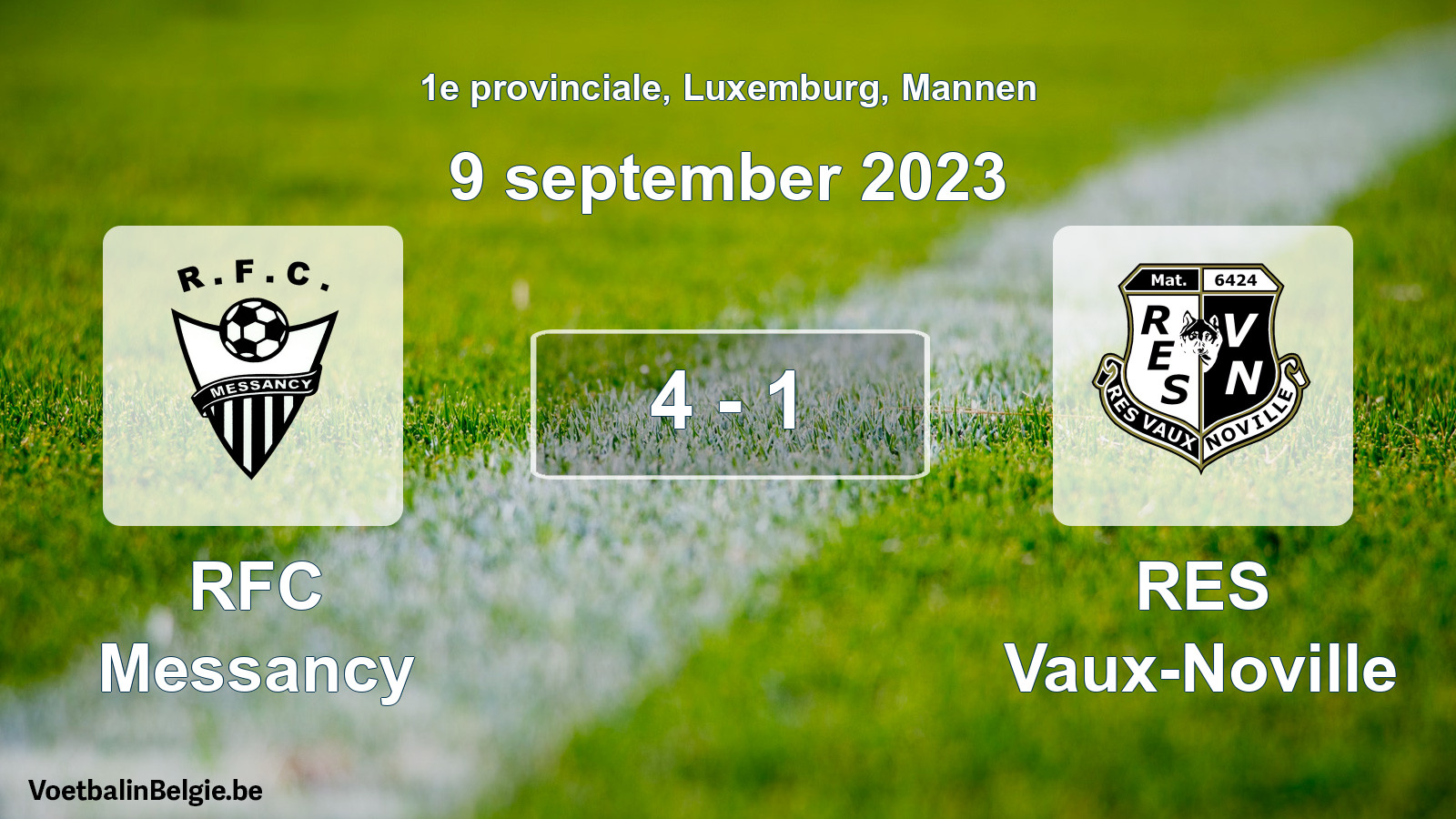 Gespeelde wedstrijd mannenvoetbal: RFC Messancy - RES Vaux-Noville 4 - 1 (9 september 2023)