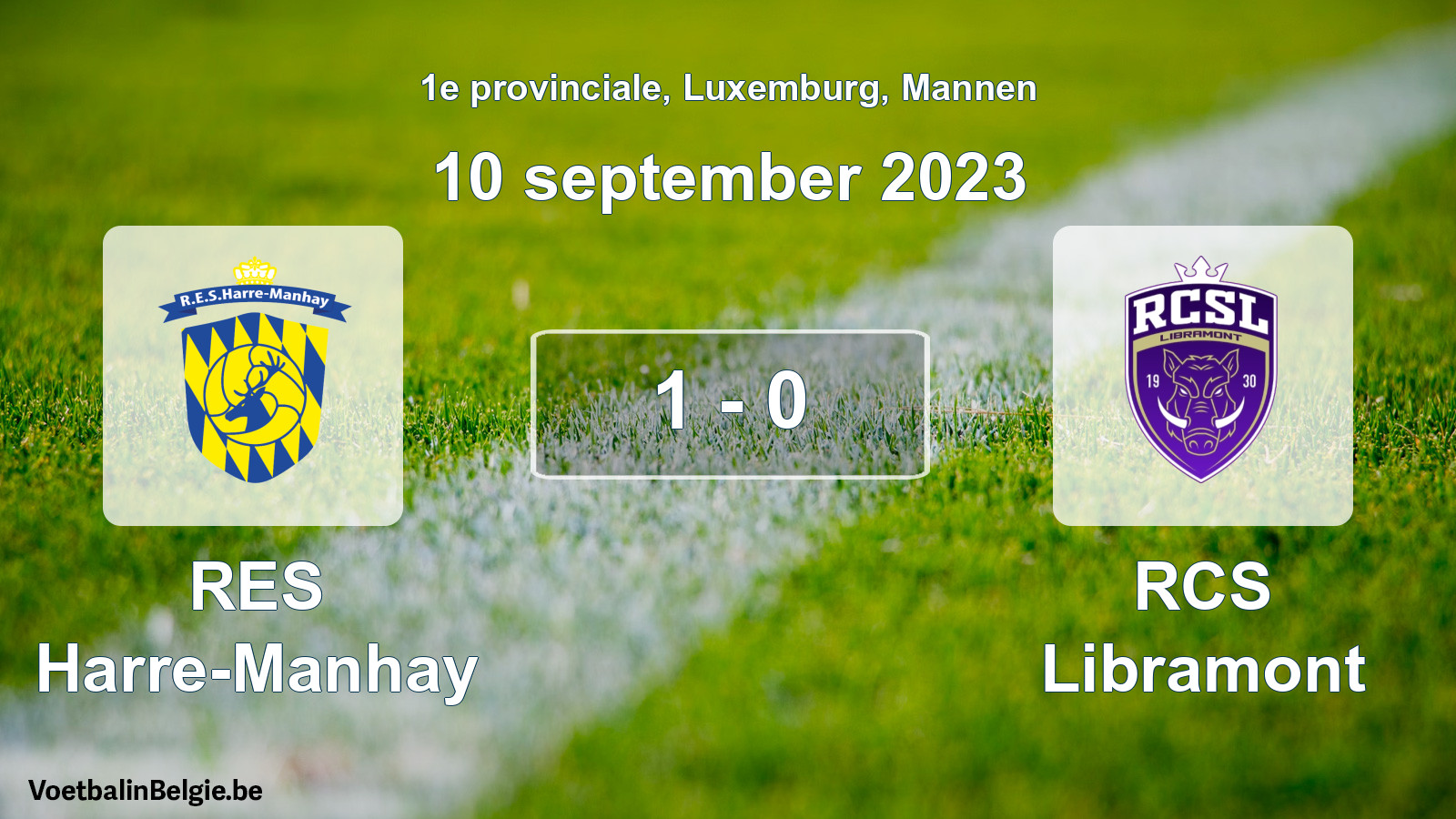 Gespeelde wedstrijd mannenvoetbal: RES Harre-Manhay - RCS Libramont 1 - 0 (10 september 2023)