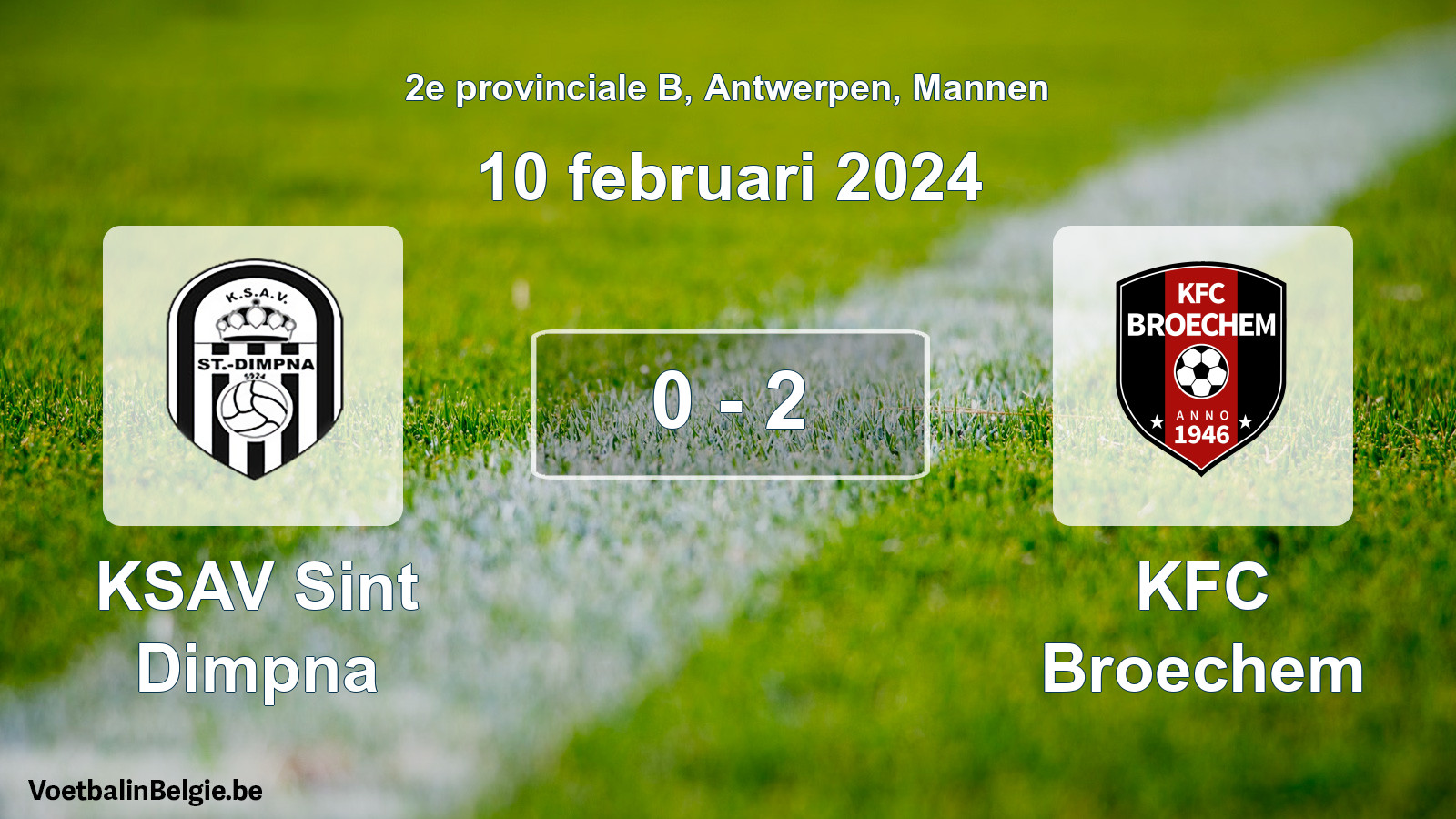 Gespeelde wedstrijd mannenvoetbal: KSAV Sint Dimpna - KFC Broechem 0 - 2 (10 februari 2024)