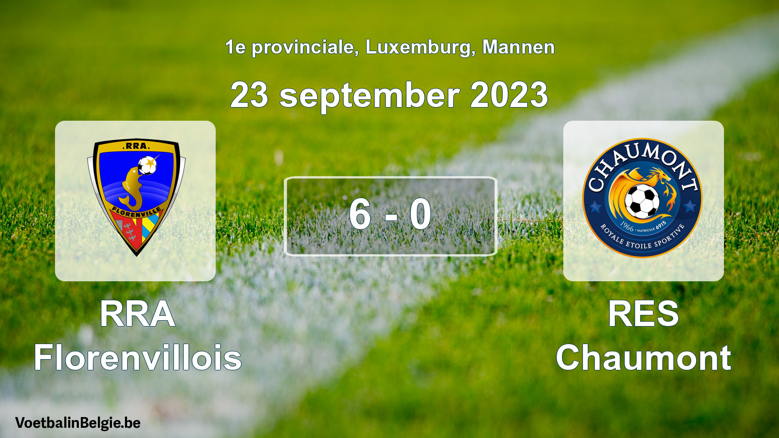 Gespeelde wedstrijd mannenvoetbal: RRA Florenvillois - RES Chaumont 6 - 0 (23 september 2023)