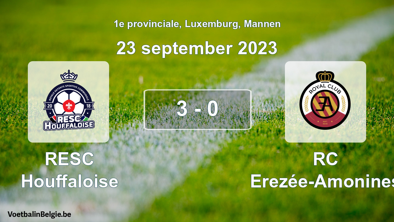 Gespeelde wedstrijd mannenvoetbal: RESC Houffaloise - RC Erezée-Amonines 3 - 0 (23 september 2023)