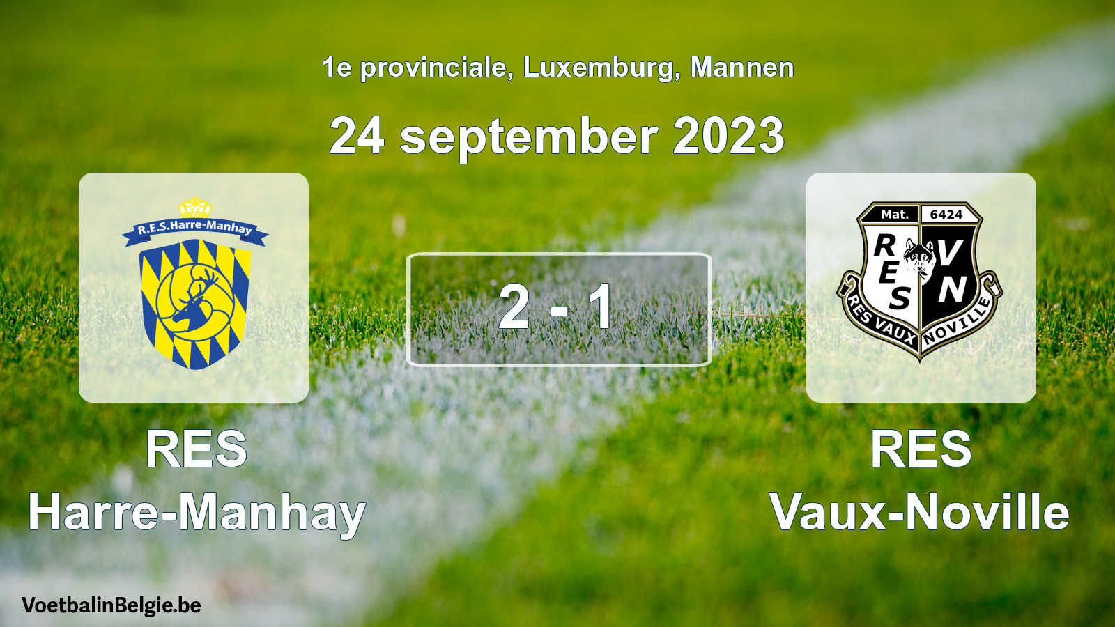 Gespeelde wedstrijd mannenvoetbal: RES Harre-Manhay - RES Vaux-Noville 2 - 1 (24 september 2023)