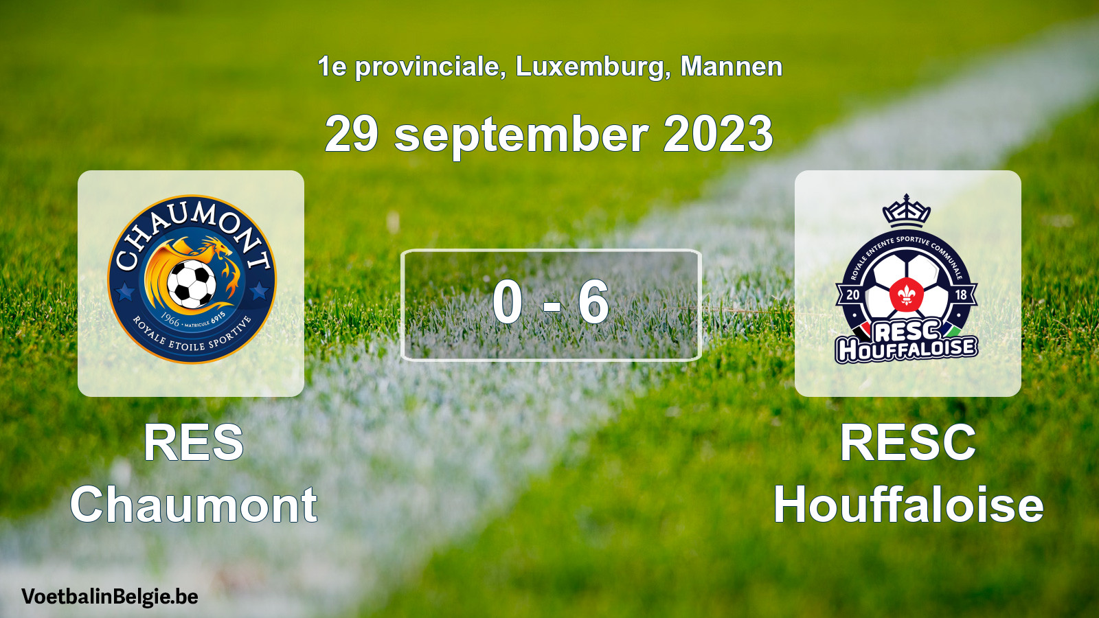 Gespeelde wedstrijd mannenvoetbal: RES Chaumont - RESC Houffaloise 0 - 6 (29 september 2023)