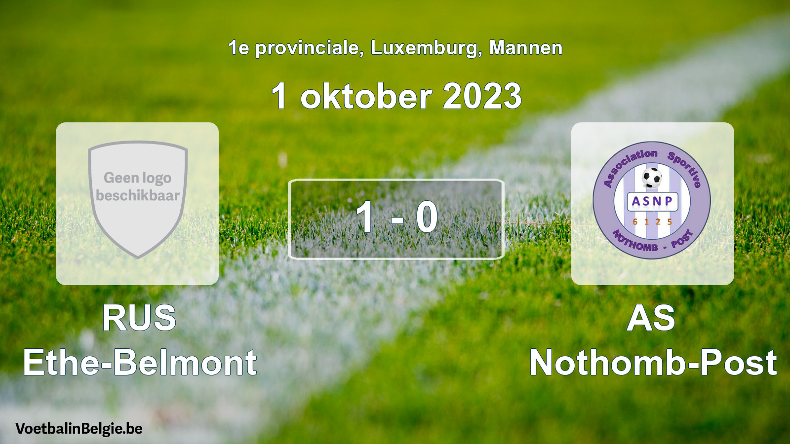 Gespeelde wedstrijd mannenvoetbal: RUS Ethe-Belmont - AS Nothomb-Post 1 - 0 (1 oktober 2023)