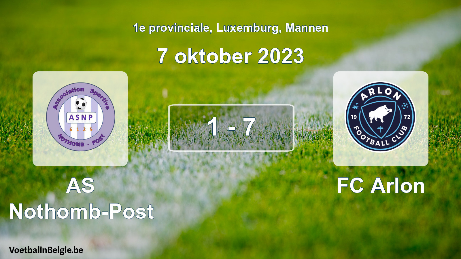 Gespeelde wedstrijd mannenvoetbal: AS Nothomb-Post - FC Arlon 1 - 7 (7 oktober 2023)