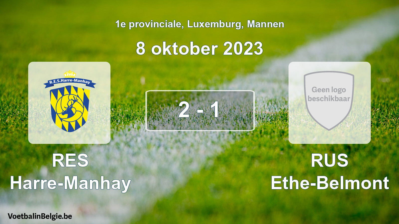 Gespeelde wedstrijd mannenvoetbal: RES Harre-Manhay - RUS Ethe-Belmont 2 - 1 (8 oktober 2023)
