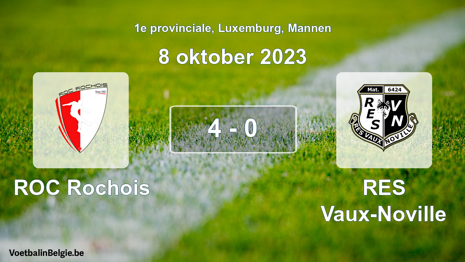 Gespeelde wedstrijd mannenvoetbal: ROC Rochois - RES Vaux-Noville 4 - 0 (8 oktober 2023)