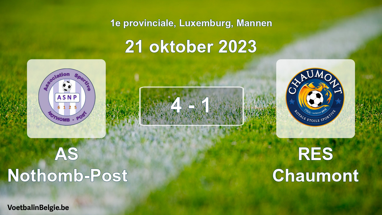 Gespeelde wedstrijd mannenvoetbal: AS Nothomb-Post - RES Chaumont 4 - 1 (21 oktober 2023)
