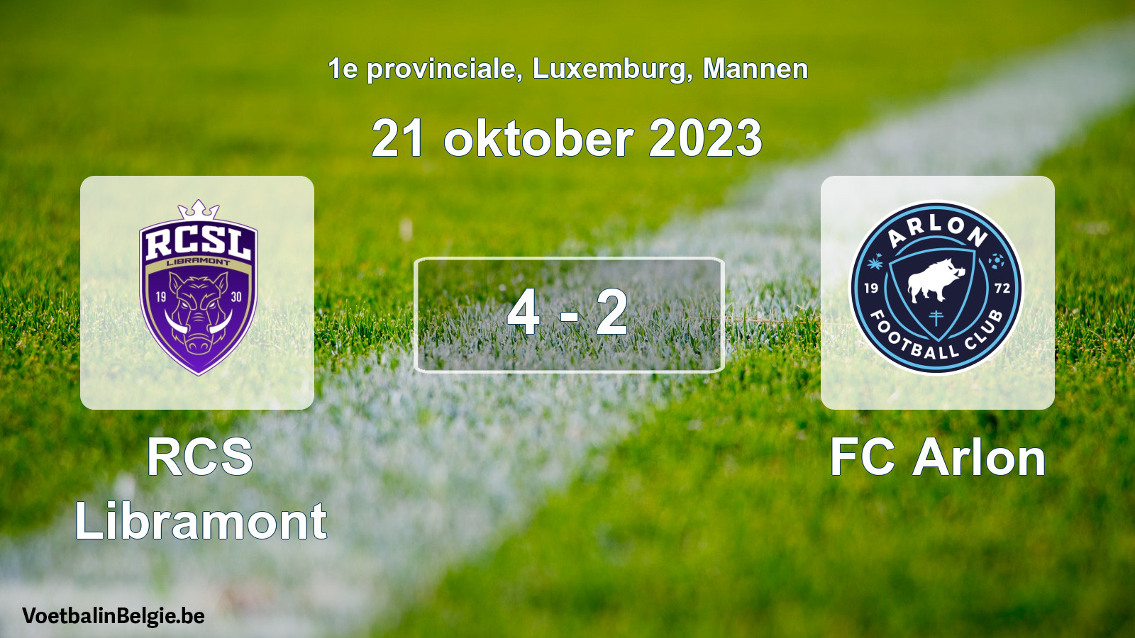 Gespeelde wedstrijd mannenvoetbal: RCS Libramont - FC Arlon 4 - 2 (21 oktober 2023)