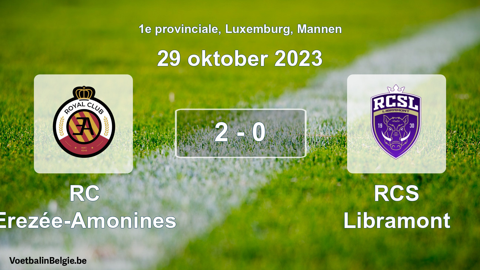 Gespeelde wedstrijd mannenvoetbal: RC Erezée-Amonines - RCS Libramont 2 - 0 (29 oktober 2023)