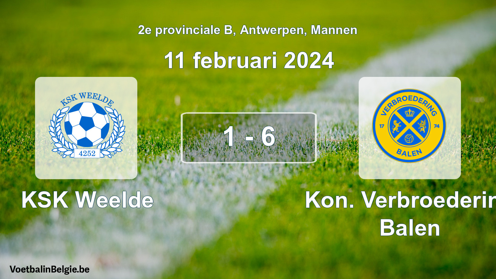 Played match men football: KSK Weelde - Kon. Verbroedering Balen 1 - 6 (11 February 2024)