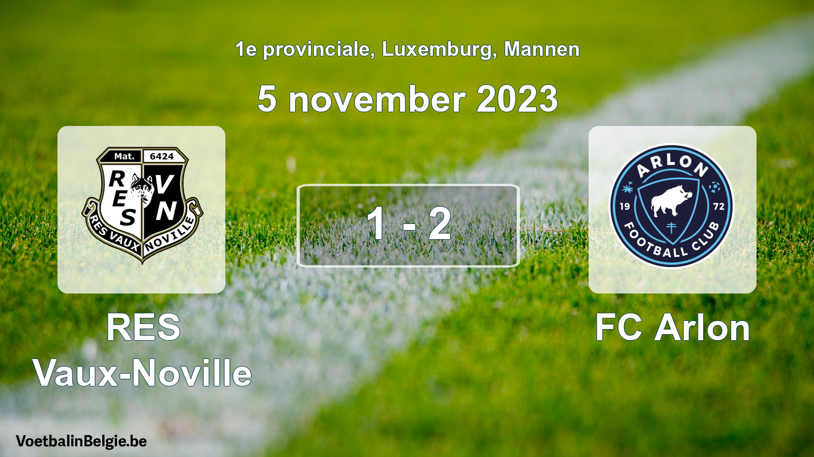 Gespeelde wedstrijd mannenvoetbal: RES Vaux-Noville - FC Arlon 1 - 2 (5 november 2023)