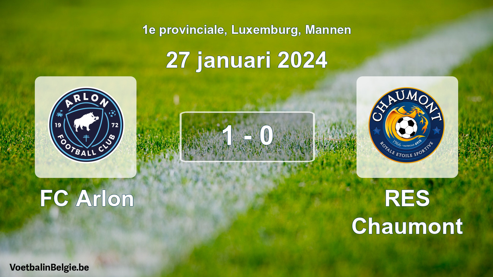 Gespeelde wedstrijd mannenvoetbal: FC Arlon - RES Chaumont 1 - 0 (27 januari 2024)