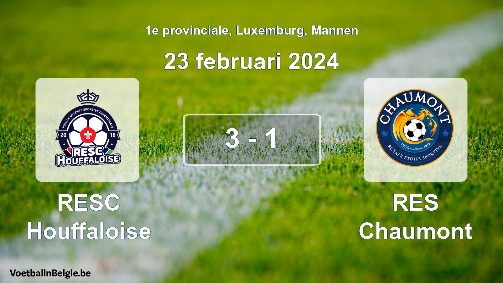 Gespeelde wedstrijd mannenvoetbal: RESC Houffaloise - RES Chaumont 3 - 1 (23 februari 2024)