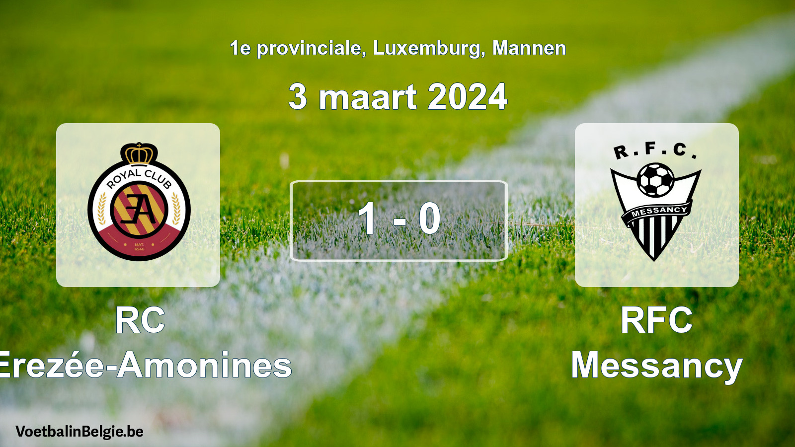 Gespeelde wedstrijd mannenvoetbal: RC Erezée-Amonines - RFC Messancy 1 - 0 (3 maart 2024)