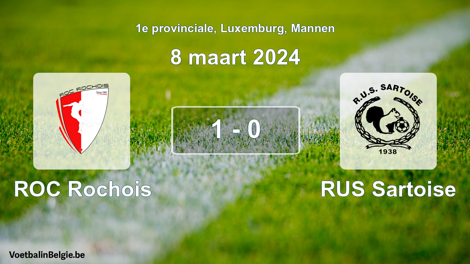 Gespeelde wedstrijd mannenvoetbal: ROC Rochois - RUS Sartoise 1 - 0 (8 maart 2024)