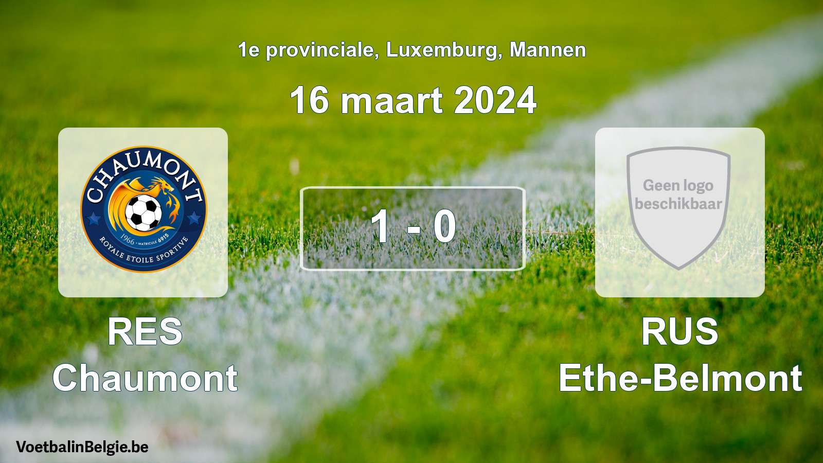 Gespeelde wedstrijd mannenvoetbal: RES Chaumont - RUS Ethe-Belmont 1 - 0 (16 maart 2024)