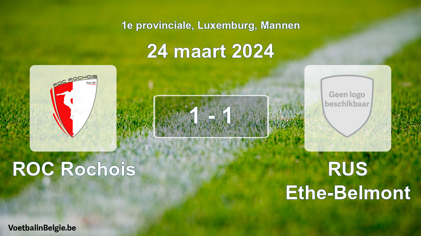 Gespeelde wedstrijd mannenvoetbal: ROC Rochois - RUS Ethe-Belmont 1 - 1 (24 maart 2024)