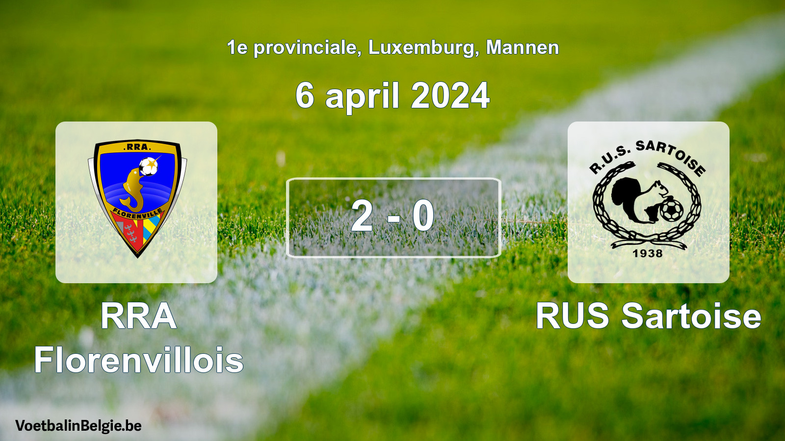 Gespeelde wedstrijd mannenvoetbal: RRA Florenvillois - RUS Sartoise 2 - 0 (6 april 2024)