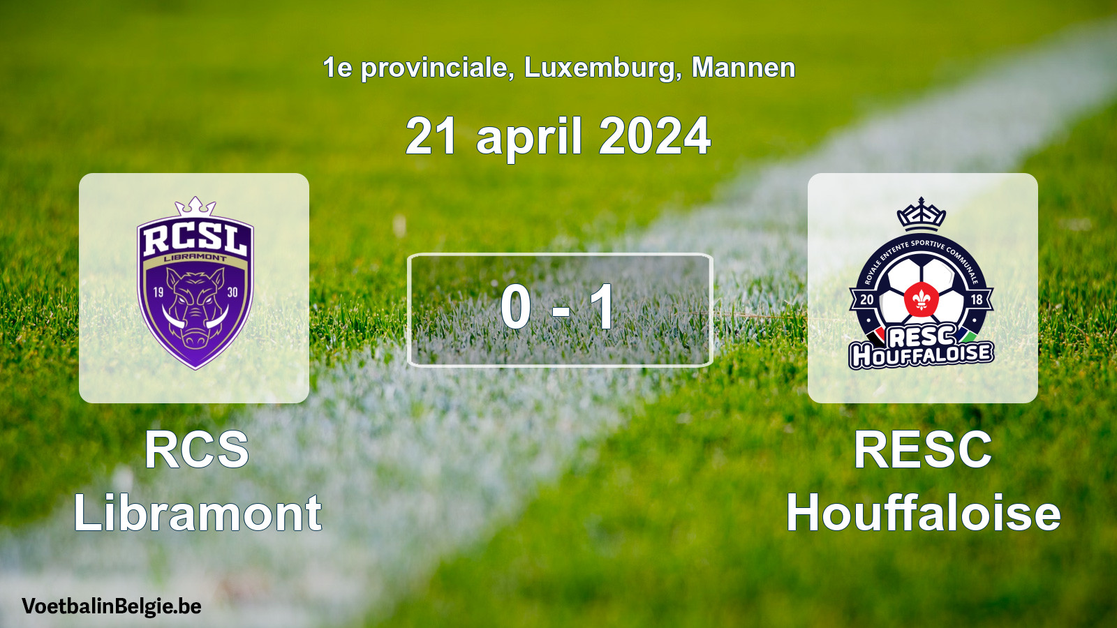 Gespeelde wedstrijd mannenvoetbal: RCS Libramont - RESC Houffaloise 0 - 1 (21 april 2024)