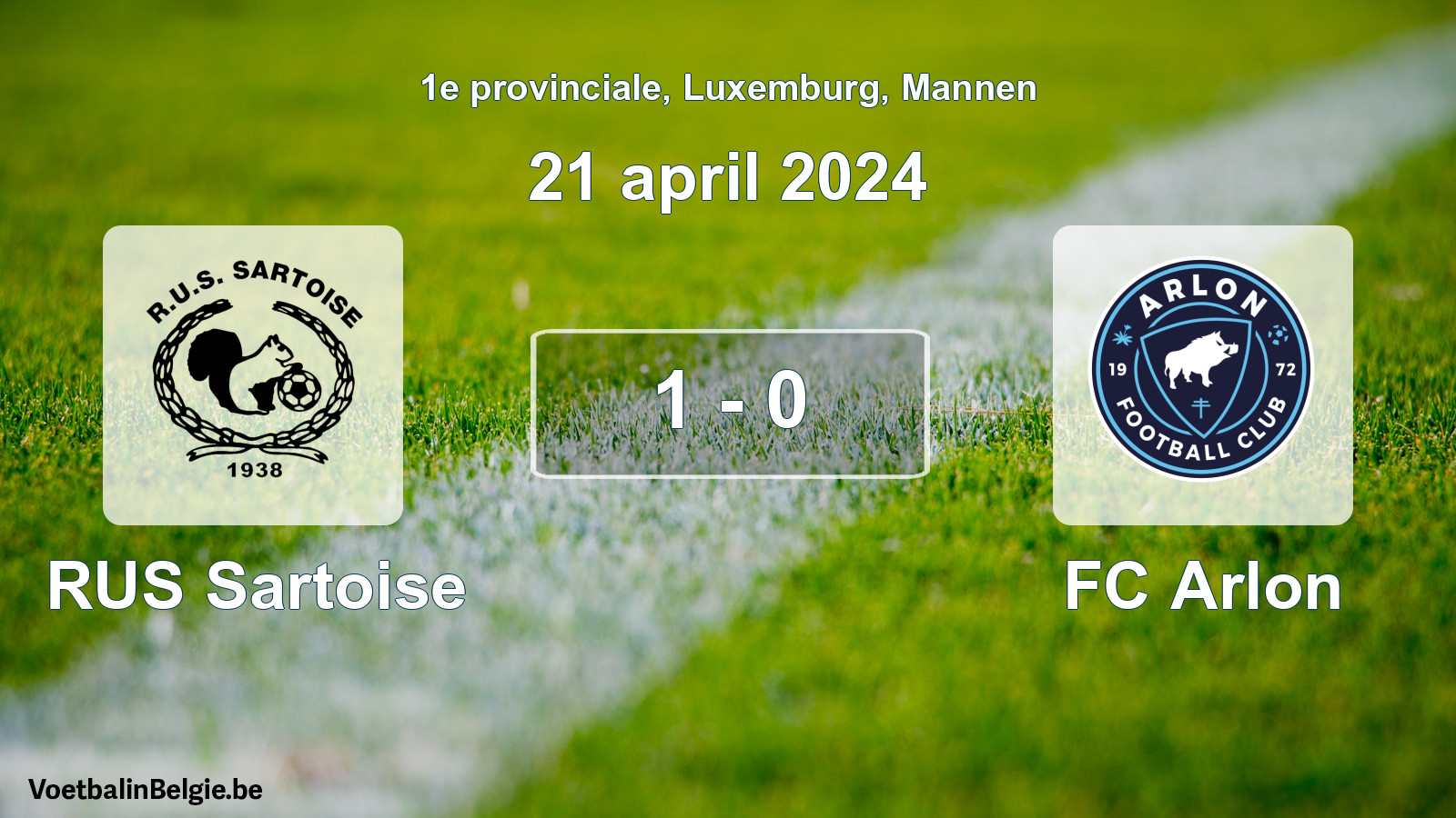 Gespeelde wedstrijd mannenvoetbal: RUS Sartoise - FC Arlon 1 - 0 (21 april 2024)