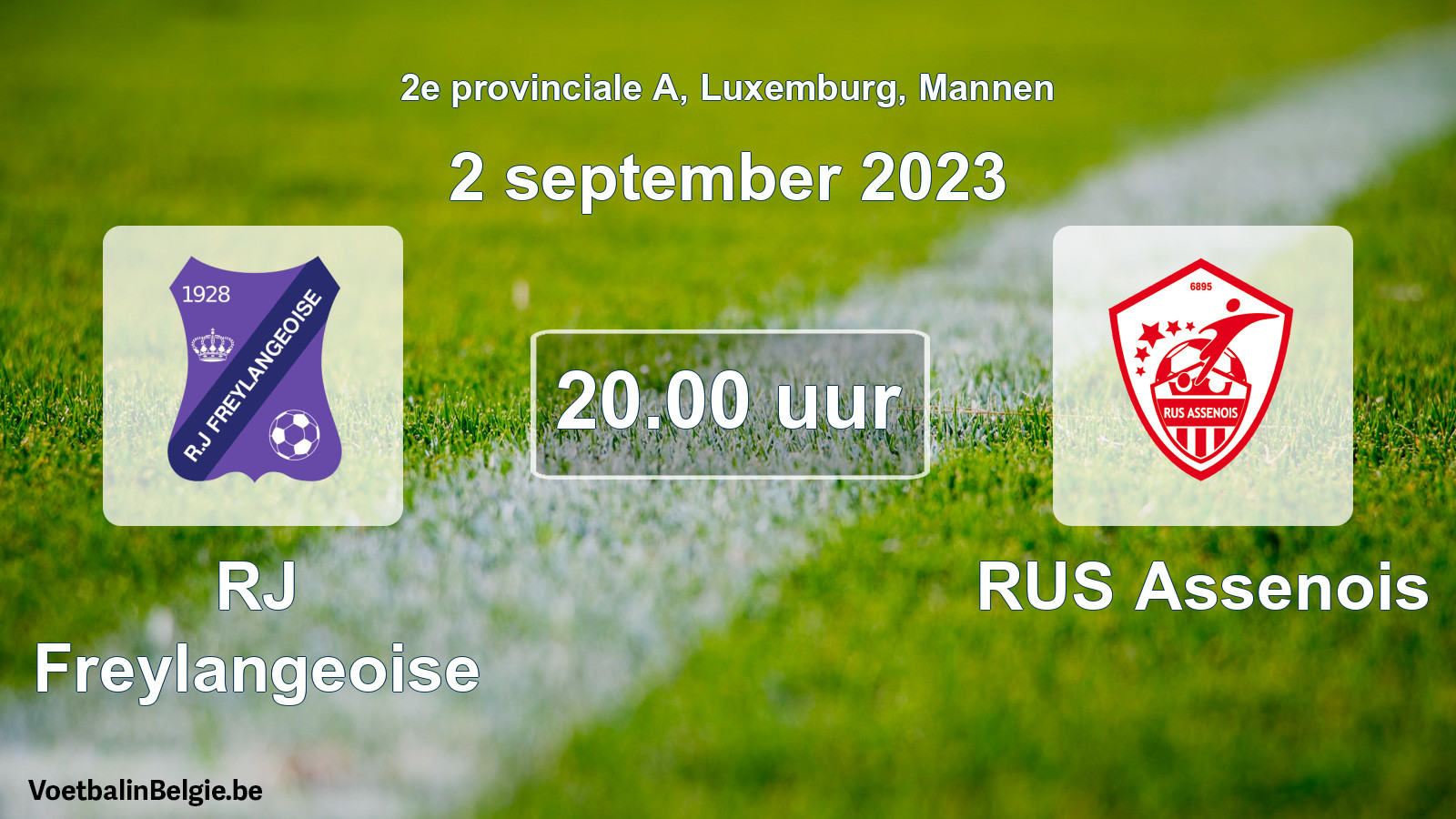 Match prévu football hommes: RJ Freylangeoise - RUS Assenois (2 septembre 2023)