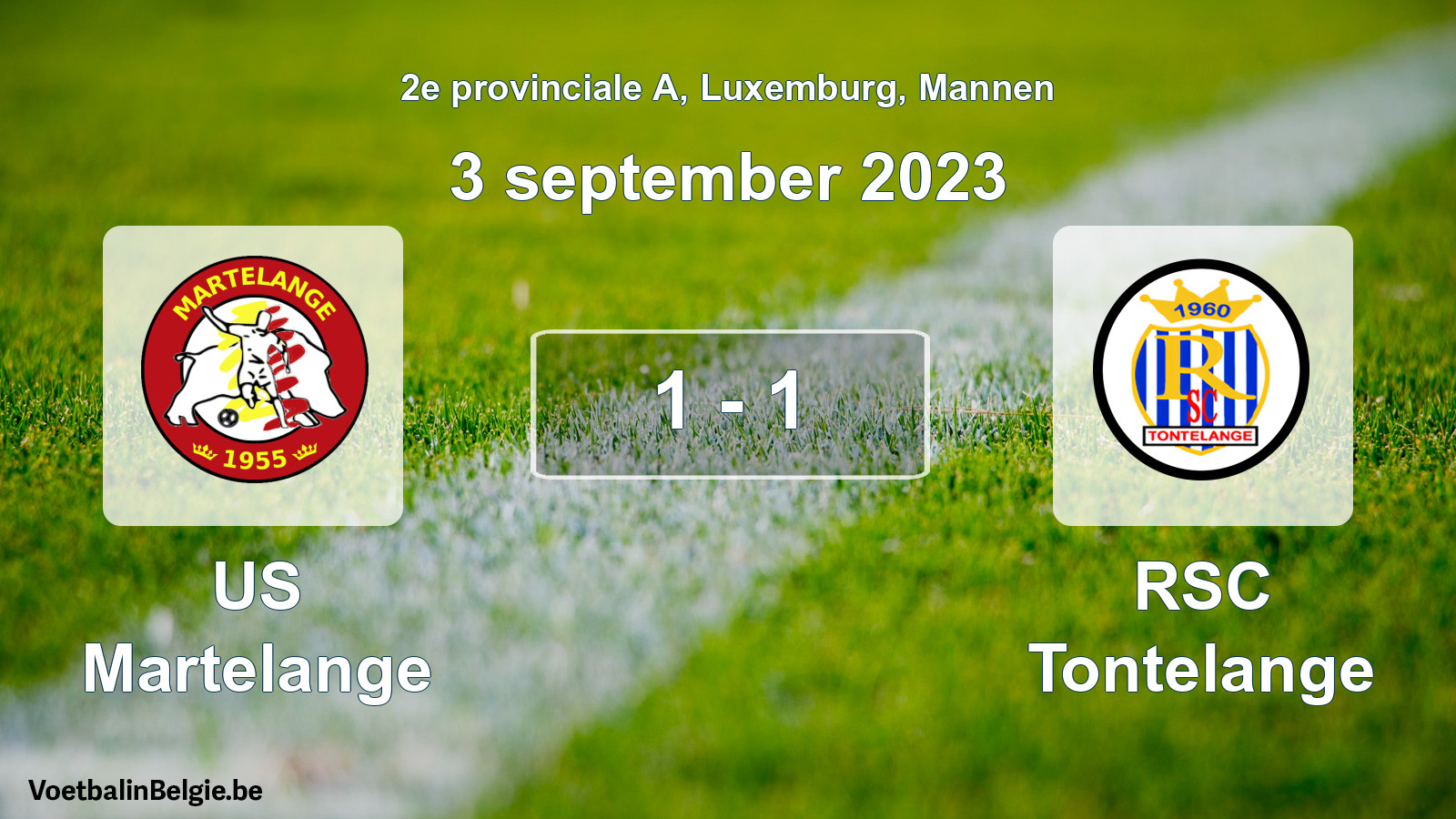 Gespeelde wedstrijd mannenvoetbal: US Martelange - RSC Tontelange 1 - 1 (3 september 2023)