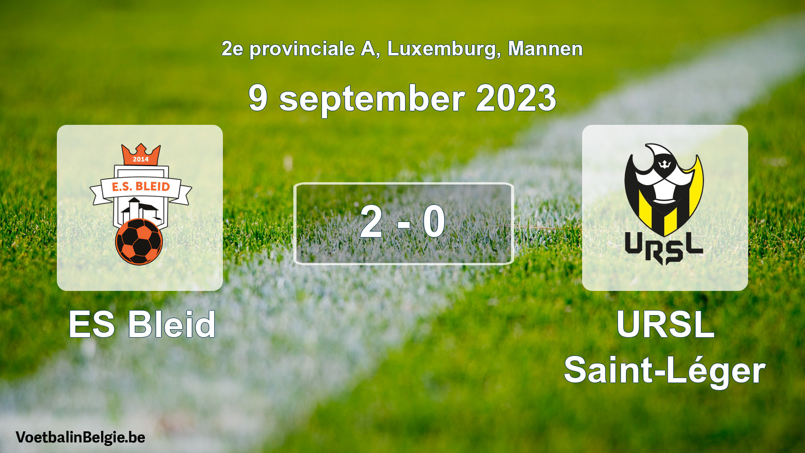 Gespeelde wedstrijd mannenvoetbal: ES Bleid - URSL Saint-Léger 2 - 0 (9 september 2023)