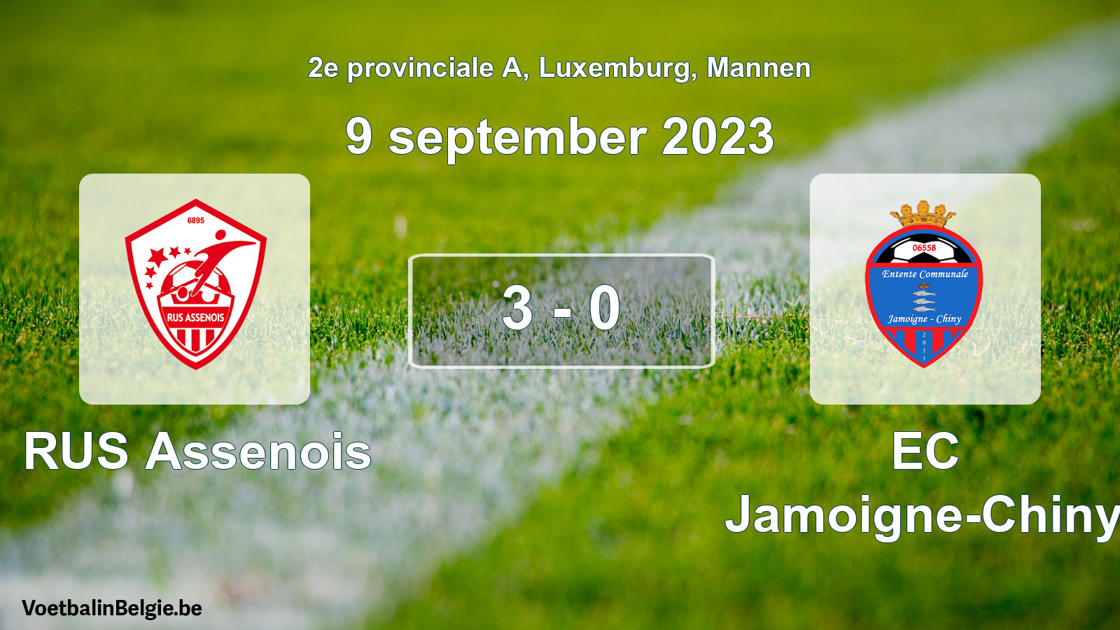 Gespeelde wedstrijd mannenvoetbal: RUS Assenois - EC Jamoigne-Chiny 3 - 0 (9 september 2023)