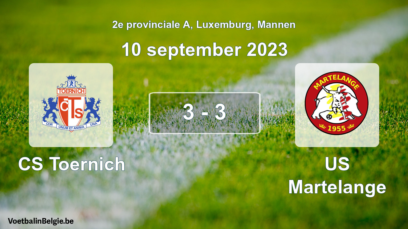 Gespeelde wedstrijd mannenvoetbal: CS Toernich - US Martelange 3 - 3 (10 september 2023)