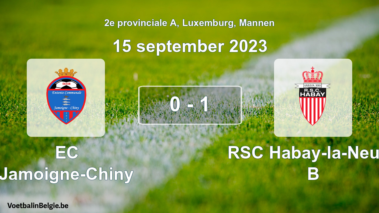 Gespeelde wedstrijd mannenvoetbal: EC Jamoigne-Chiny - RSC Habay-la-Neuve B 0 - 1 (15 september 2023)