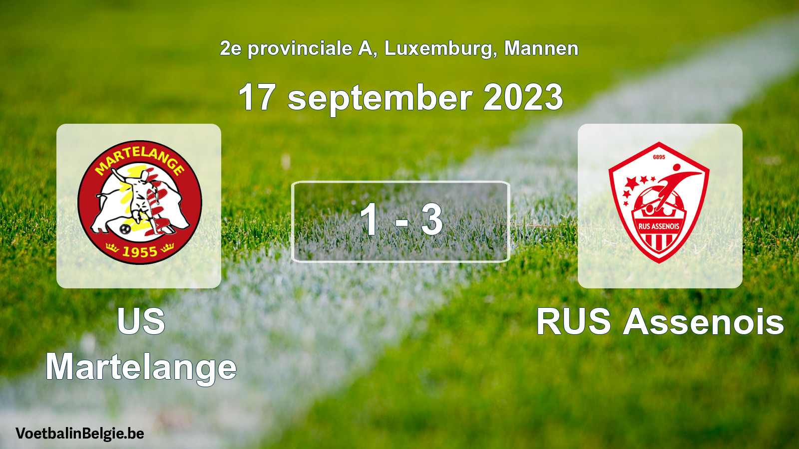 Gespeelde wedstrijd mannenvoetbal: US Martelange - RUS Assenois 1 - 3 (17 september 2023)