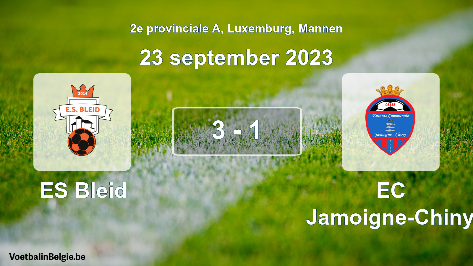 Gespeelde wedstrijd mannenvoetbal: ES Bleid - EC Jamoigne-Chiny 3 - 1 (23 september 2023)