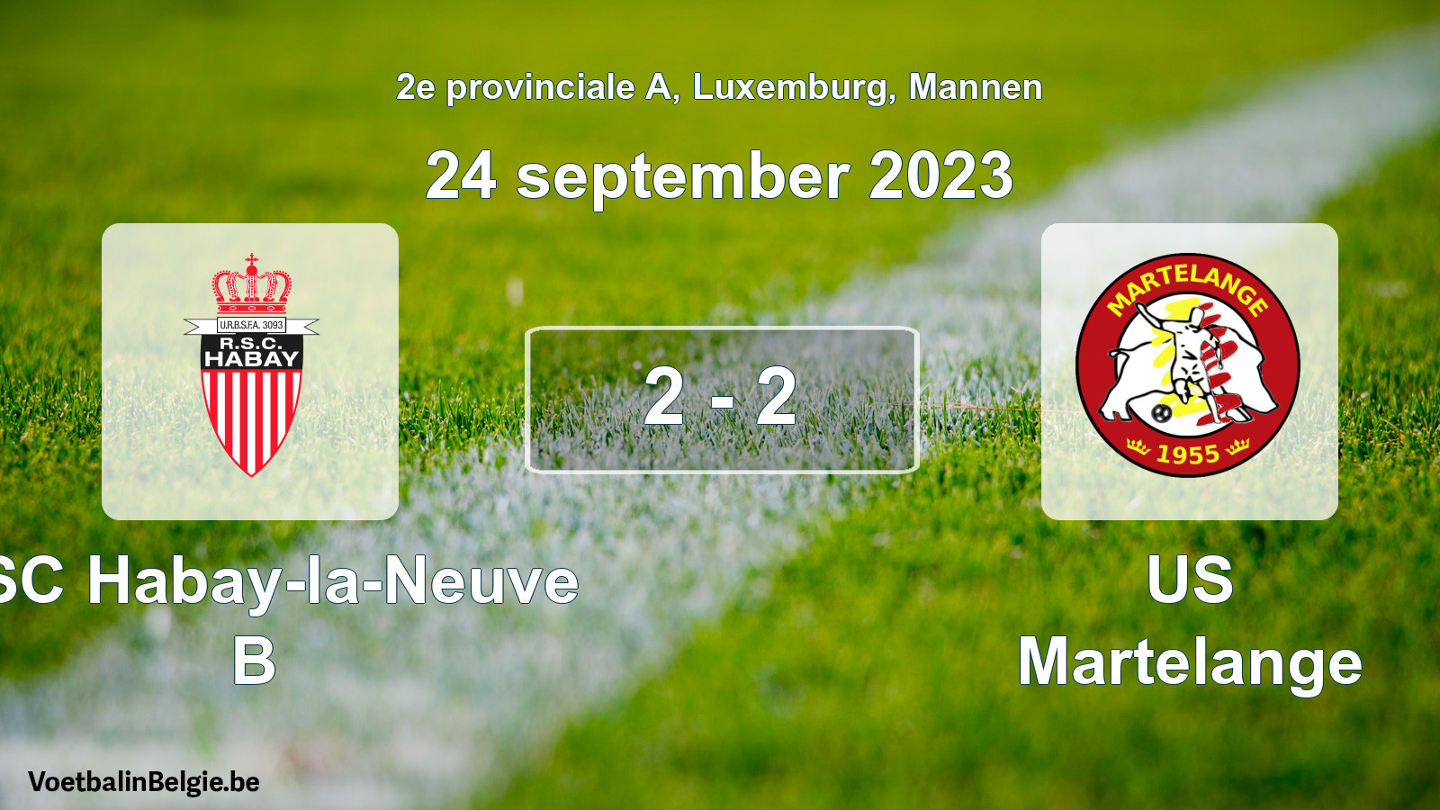 Gespieltes Spiel männer-Fußball: RSC Habay-la-Neuve B - US Martelange 2 - 2 (24 September 2023)