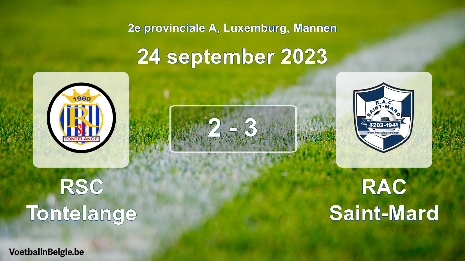 Gespeelde wedstrijd mannenvoetbal: RSC Tontelange - RAC Saint-Mard 2 - 3 (24 september 2023)