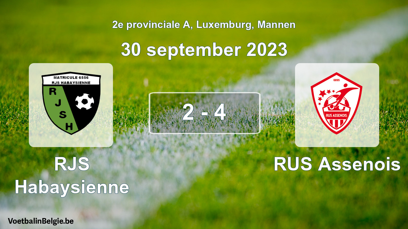 Gespeelde wedstrijd mannenvoetbal: RJS Habaysienne - RUS Assenois 2 - 4 (30 september 2023)