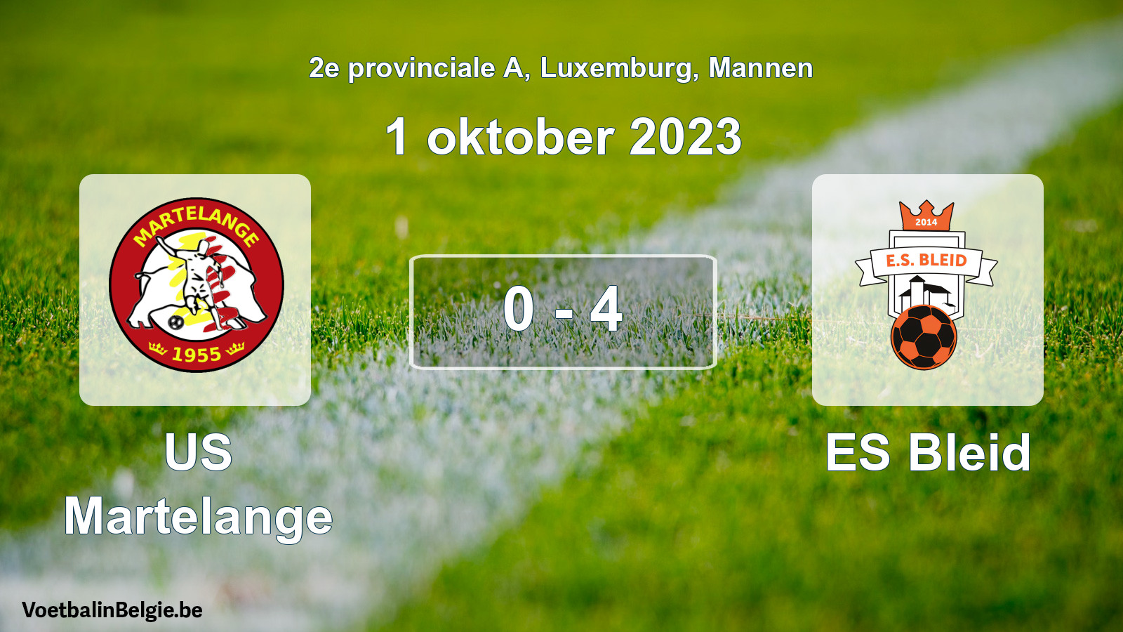 Gespeelde wedstrijd mannenvoetbal: US Martelange - ES Bleid 0 - 4 (1 oktober 2023)