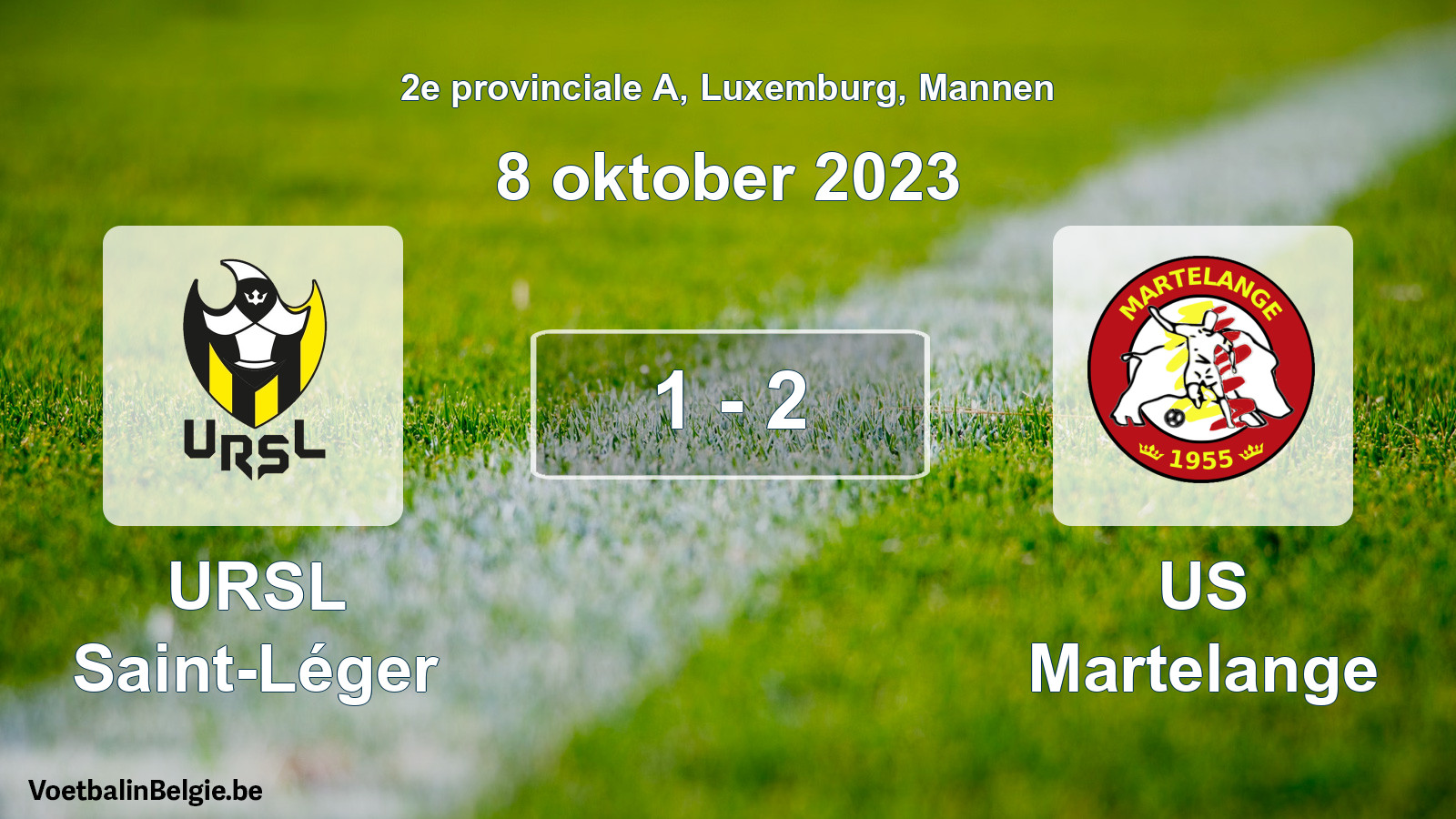 Gespeelde wedstrijd mannenvoetbal: URSL Saint-Léger - US Martelange 1 - 2 (8 oktober 2023)