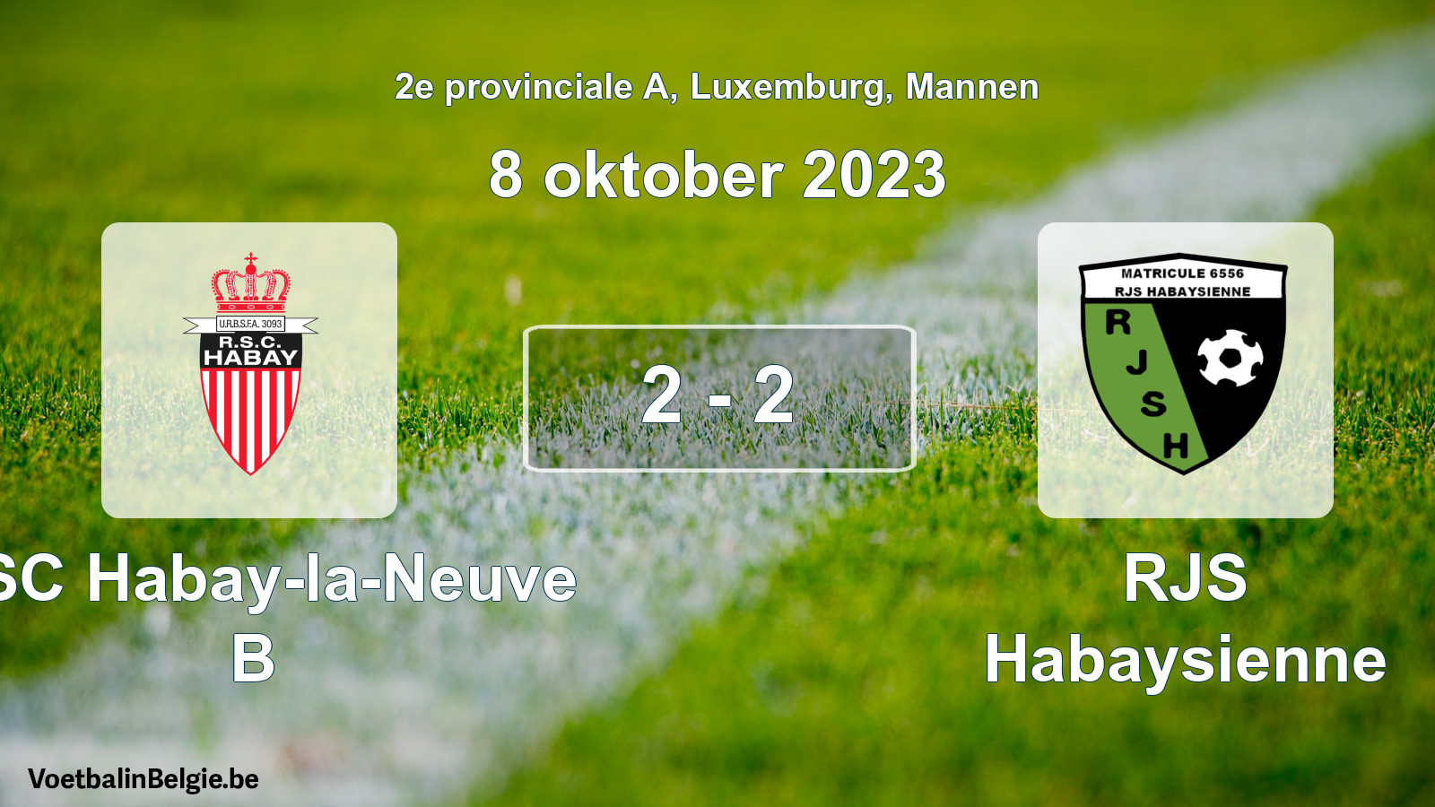 Gespeelde wedstrijd mannenvoetbal: RSC Habay-la-Neuve B - RJS Habaysienne 2 - 2 (8 oktober 2023)