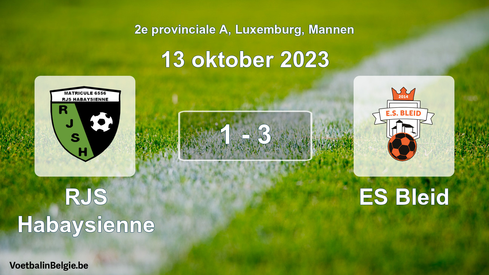 Gespeelde wedstrijd mannenvoetbal: RJS Habaysienne - ES Bleid 1 - 3 (13 oktober 2023)