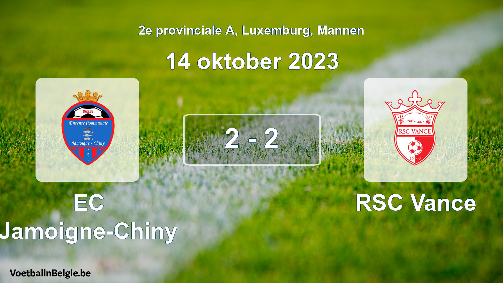 Gespeelde wedstrijd mannenvoetbal: EC Jamoigne-Chiny - RSC Vance 2 - 2 (14 oktober 2023)