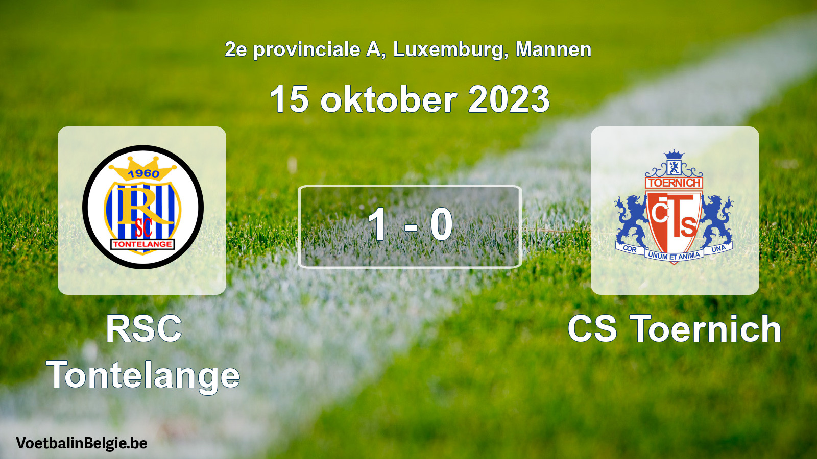 Gespeelde wedstrijd mannenvoetbal: RSC Tontelange - CS Toernich 1 - 0 (15 oktober 2023)