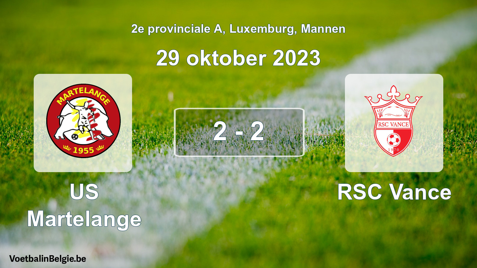 Gespeelde wedstrijd mannenvoetbal: US Martelange - RSC Vance 2 - 2 (29 oktober 2023)