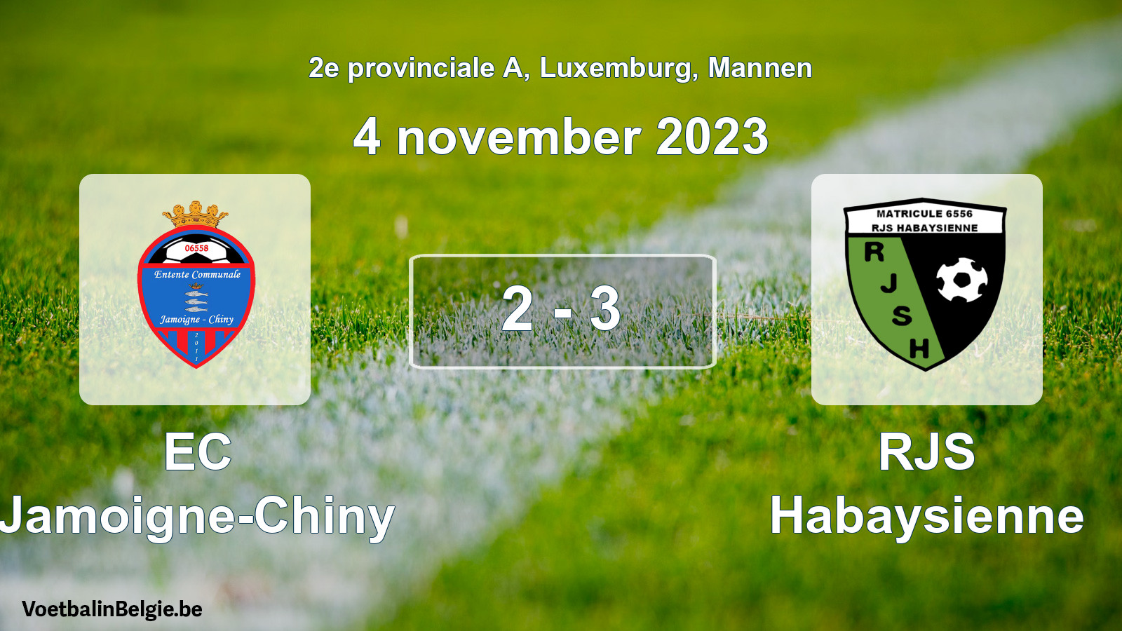 Gespeelde wedstrijd mannenvoetbal: EC Jamoigne-Chiny - RJS Habaysienne 2 - 3 (4 november 2023)
