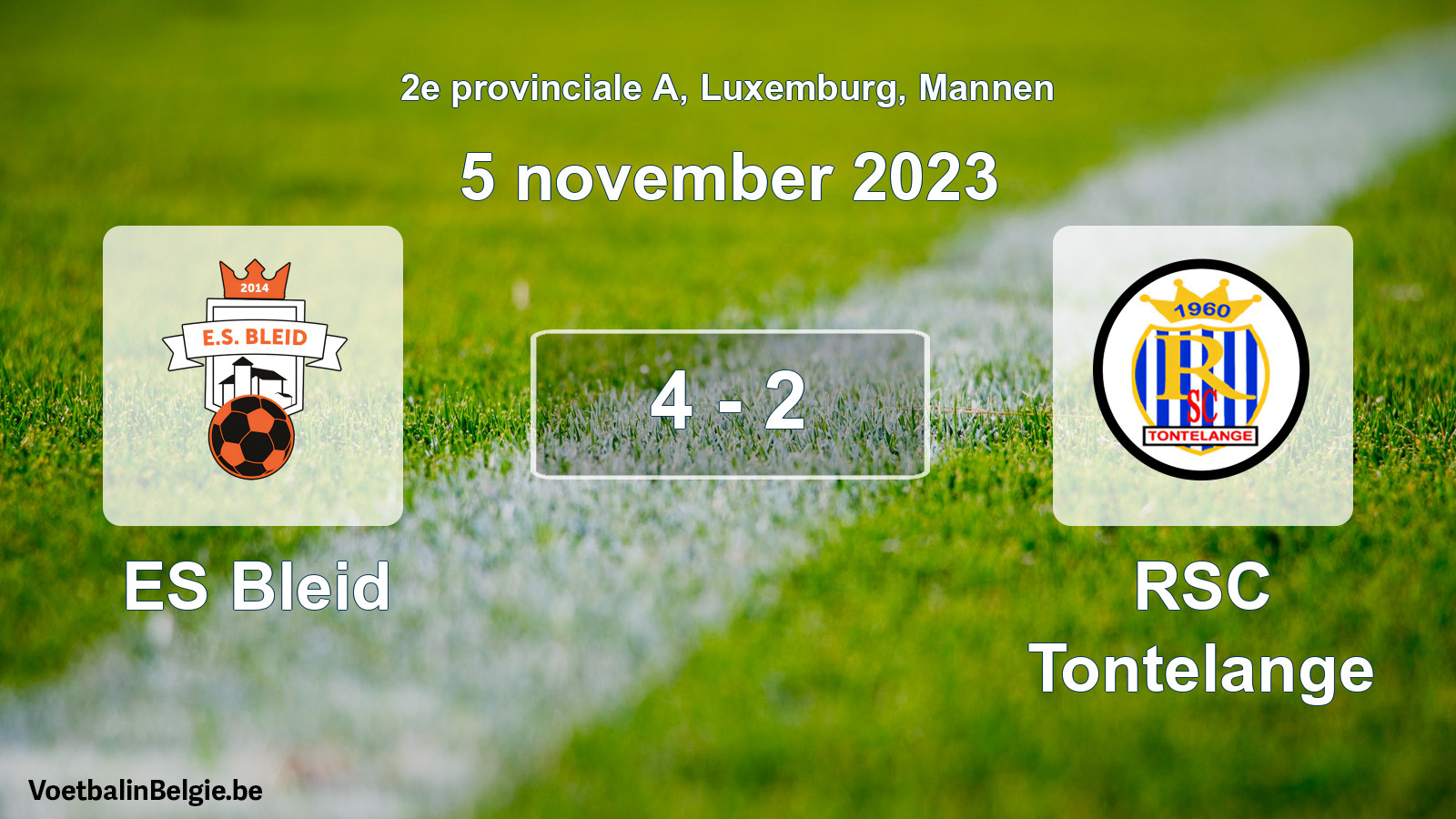 Gespeelde wedstrijd mannenvoetbal: ES Bleid - RSC Tontelange 4 - 2 (5 november 2023)
