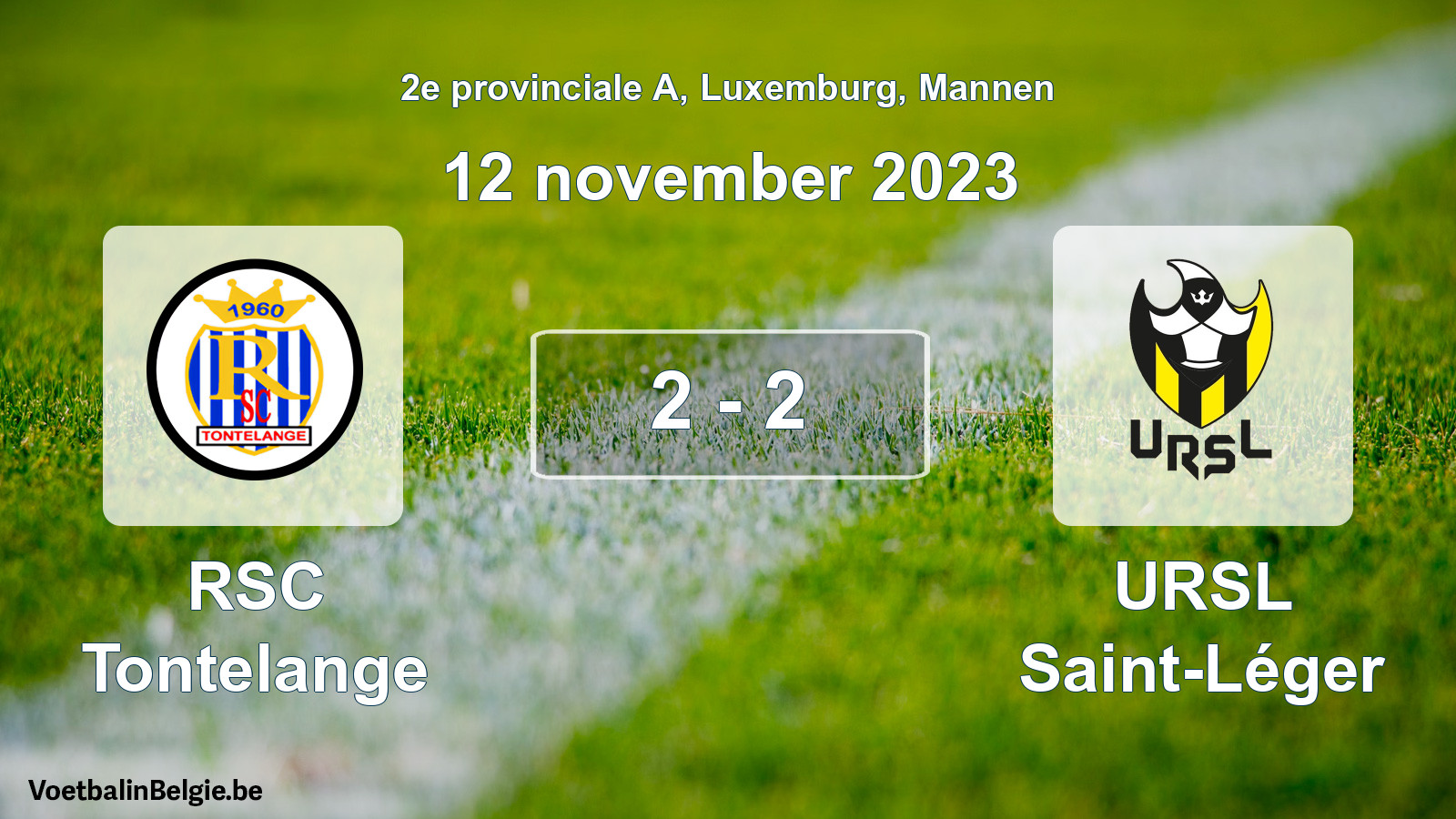 Gespeelde wedstrijd mannenvoetbal: RSC Tontelange - URSL Saint-Léger 2 - 2 (12 november 2023)