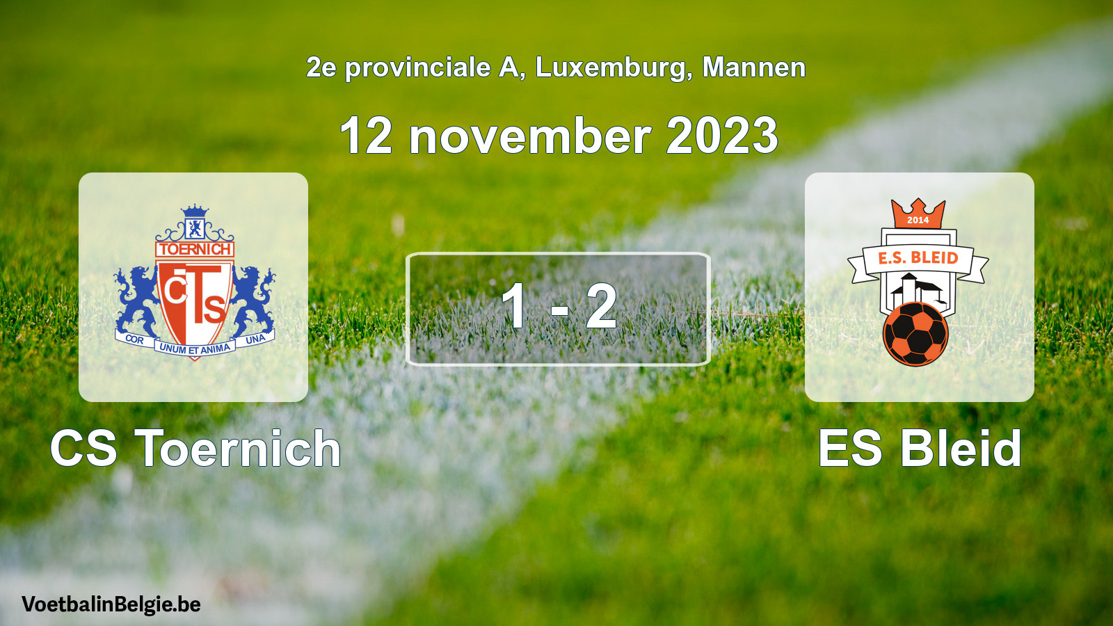 Gespeelde wedstrijd mannenvoetbal: CS Toernich - ES Bleid 1 - 2 (12 november 2023)