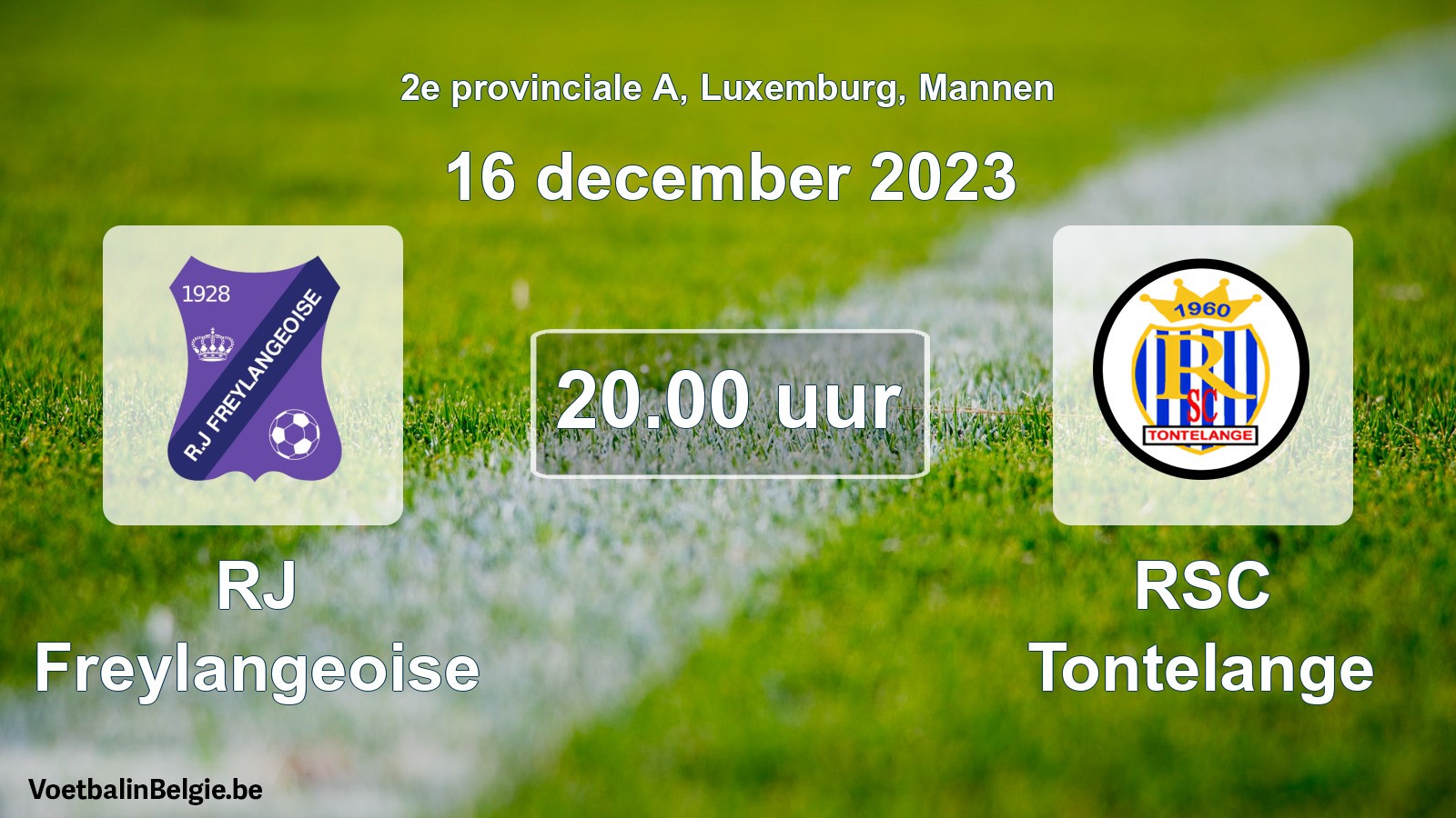 Match prévu football hommes: RJ Freylangeoise - RSC Tontelange (16 décembre 2023)
