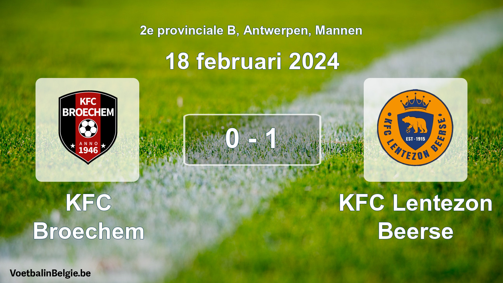 Gespeelde wedstrijd mannenvoetbal: KFC Broechem - KFC Lentezon Beerse 0 - 1 (18 februari 2024)